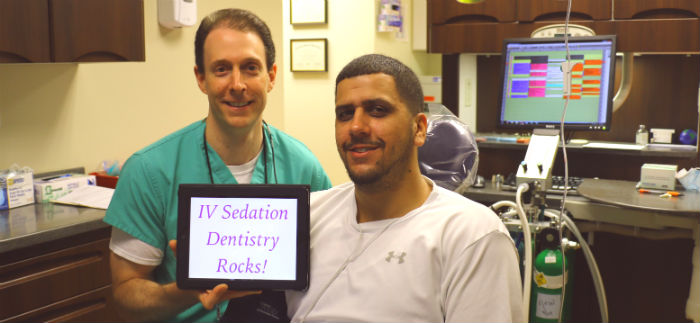 Happy sedation dental patient with amnesia and no memory of dentist procedure in Connecticut