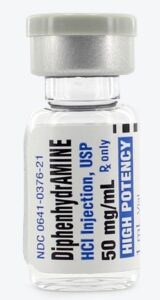 Diphenhydramine, also known as benadryl, that we use for a dental local anesthetic